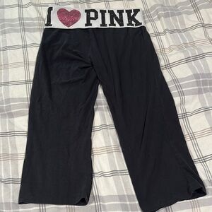 PINK Victoria's Secret Black Pants with Pink Glitter Heart